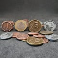 Set of generic metal coins of value 1, 2, 5 for board games 20