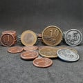 Set of generic metal coins of value 1, 5, 10 for board games 8