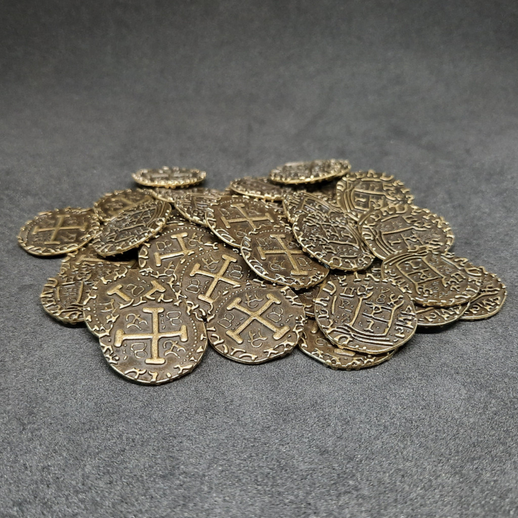 100 Pièces D'Or Pirate En Métal – Doublons Espagnols XL 30 Mm – Pour Jeux, Cosplay, Chasse Au Trésor