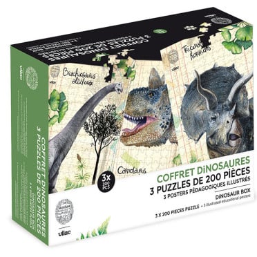 Coffret de 3 puzzles Dinosaures