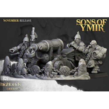 Highlands Miniatures - Sons Of Ymir - Dwarf Artillery Flamethrower