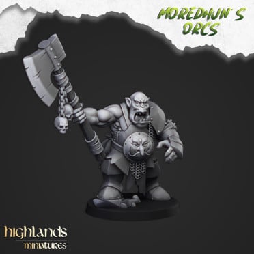 Highlands Miniatures - Moredhun's Orcs - Borgok Skullcrusher  Moredhun's Orcs  – Résine – Echelle 28-35mm