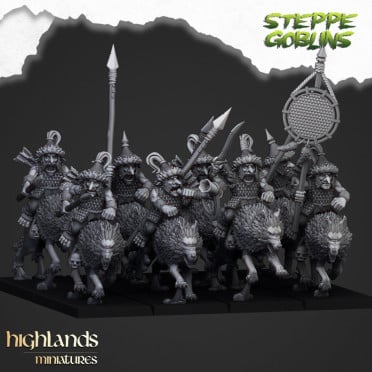 Highlands Miniatures - Steppe Goblins - Mounted Steppe Goblins with Spears & EMC