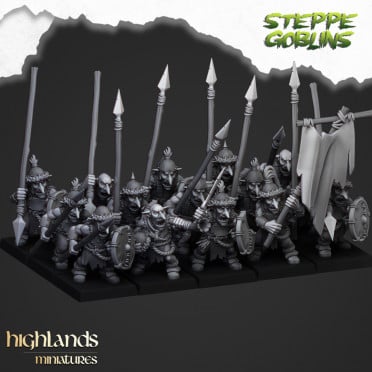 Highlands Miniatures - Steppe Goblins - Steppe Goblins with spears & EMC