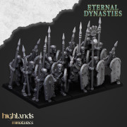 Highlands Miniatures - Eternal Dynasties - Ancient Skeletons with Spears & EMC