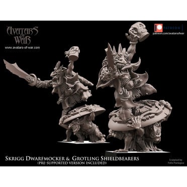 Avatars of War - Skrigg Dwarfmocker & Grotlings Shieldbearers