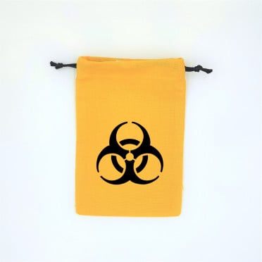 Flat yellow dice bag - black biohazard logo