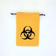 Flat yellow dice bag - black biohazard logo