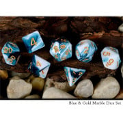 Blue & Gold Marble Dice Set