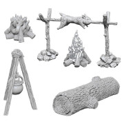 Wizkids Deep Cuts Unpainted Miniatures: Camp Fire & Sitting Log