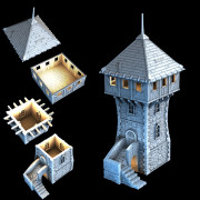 3D4U - Defense Tower - Medieval Town Set