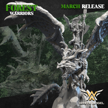 White Angel Miniatures - Forest Warriors - Lord Of the Forest on Dragon