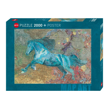 Puzzle Map Art : Horse - 2000 pièces