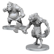 Pathfinder Battles Deep Cuts Unpainted Miniatures: Werewolf & Wereboar