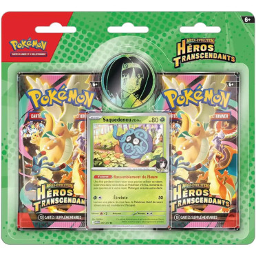 Pokémon - Pack 2 boosters Mega Evolution - Héros Transcendants - Saquedeneu