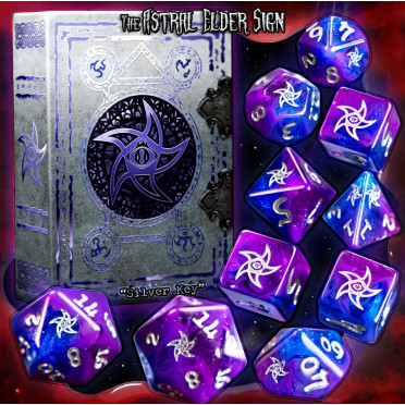 Set de 10 Dés JDR Elder Dice: Astral Elder Sign: Silver Key