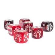 Conquest - First Blood Logo on Dark Red/Black Marbled Dice (x24)