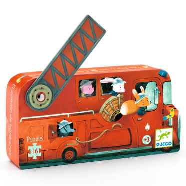 Boite de Puzzle Silhouette - Le Camion de Pompier - 16 Pièces