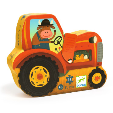 Boite de Puzzle Silhouette - Le Tracteur - 16 Pièces