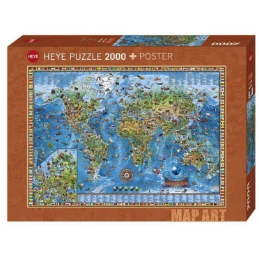 Boite de Puzzle - Map Art Amazing World de Rajko Zigic - 2000 Pièces - Occasion