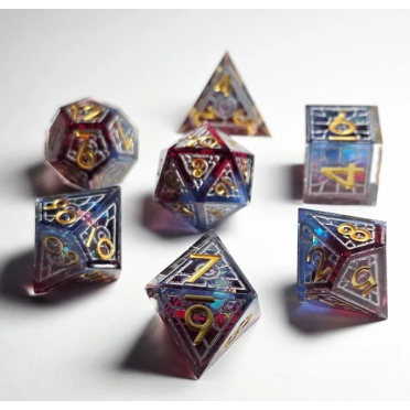 Boite de Set de 7 Dés JDR Répliquant - Vitrail