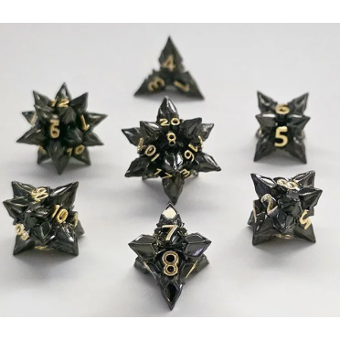 Boite de Set de 7 Dés JDR Répliquant - Étoiles Noires