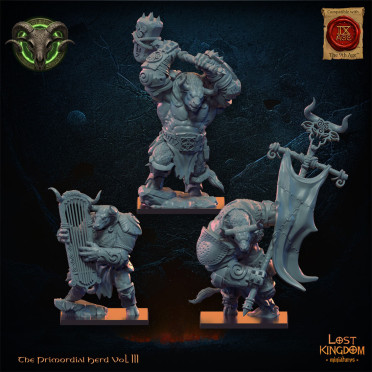 Boite de Lost Kingdom miniatures - Hardes bestiales - Minotaures, état-major