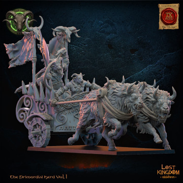 Boite de Lost Kingdom miniatures - Hardes bestiales - Chef homme-bête sur char