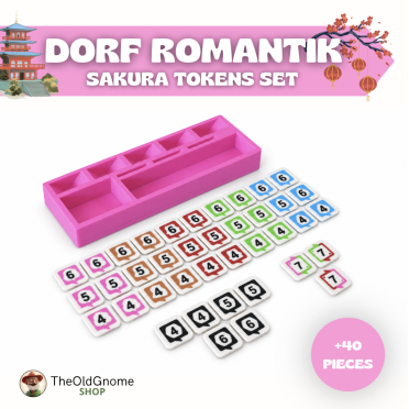 Boite de Kit de Jetons 3D + Insert compatible avec Dorfromantik Sakura