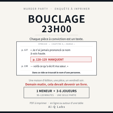 Boite de Bouclage, 23h00 - Murder party