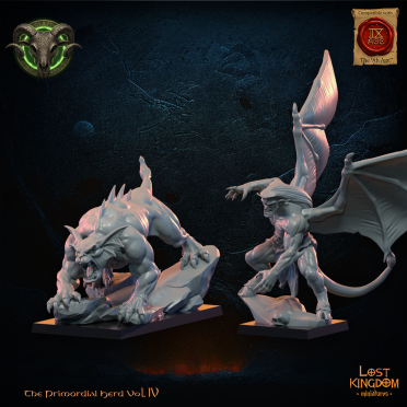 Boite de Lost Kingdom miniatures - Hardes Bestiales - Héros Gargouille et son Compagnon