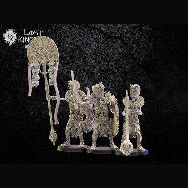 Boite de Lost Kingdom miniatures - Rois des Tombes - 10 Hallebardiers Antiques avec Etat-Major