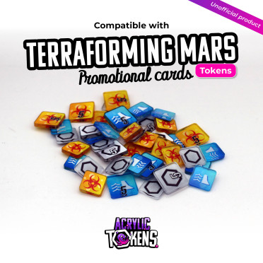 Boite de Jetons Acrylique compatible avec Terraforming Mars - Cartes Promo